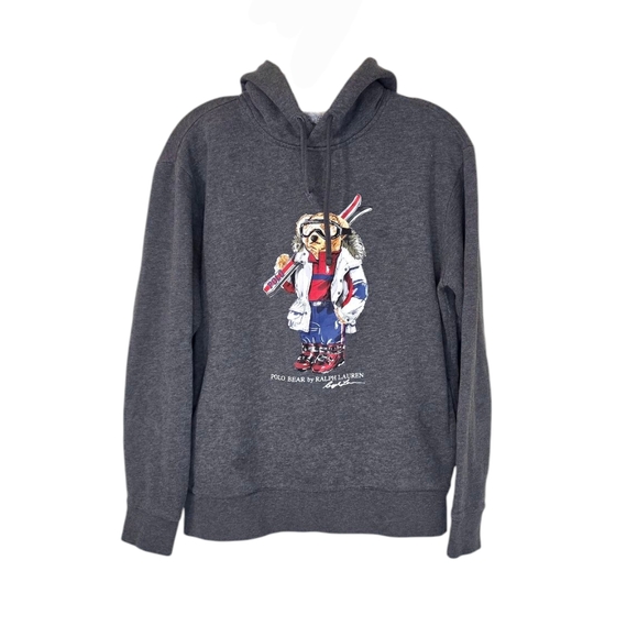 Polo Bear By Ralph Lauren Sweatshirt Heather Gray Men's Medium Ski